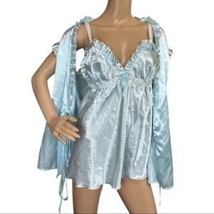 SECRET TREASURES NIGHTGOWN ROBE PAJAMA SET LIGHT BLUE SIZE S‎